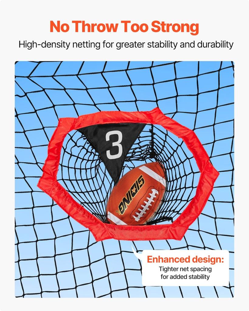 1828.8x1828.8mm Football Trainer Throwing Net, Training Throwing Target Practice Net with 5 Target Pockets, Knotless Net Includes Straps and Portable