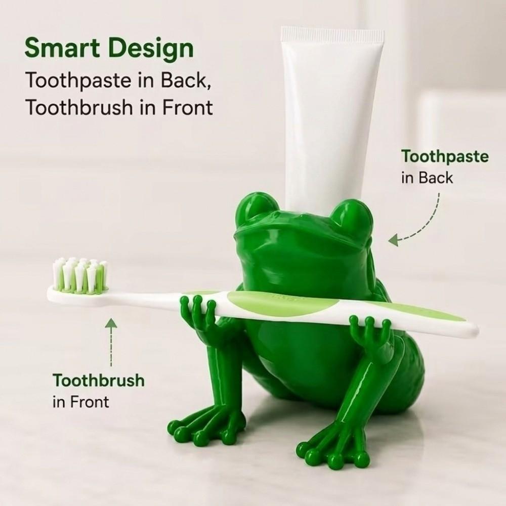 Plastic Frog Glasses Holder Green Toothbrush Stand Frog Shaped Toothbrush Holder  for Living Room