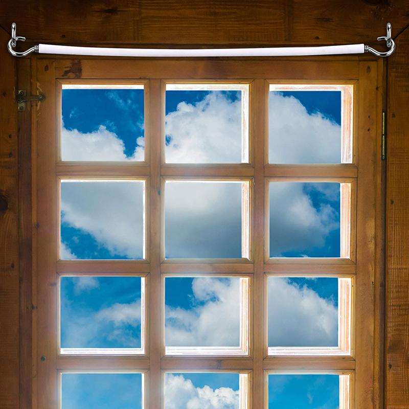 5Meter White Curtain Wire Hanging Cord Kit With 6 Pairs Of Hooks And Eyes For Net Curtain Rods