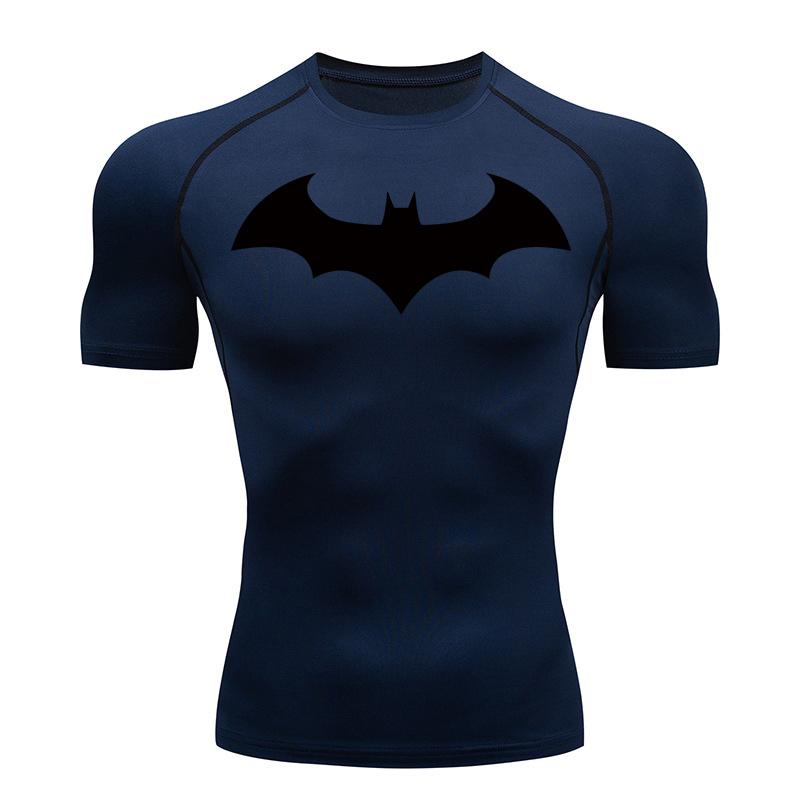 Camisetas de Compressão com Estampa de Morcego para Homens Manga Curta Rash Guard Academia Treino Corrida Camiseta de Verão Atlético Secagem Rápida Camisetas
