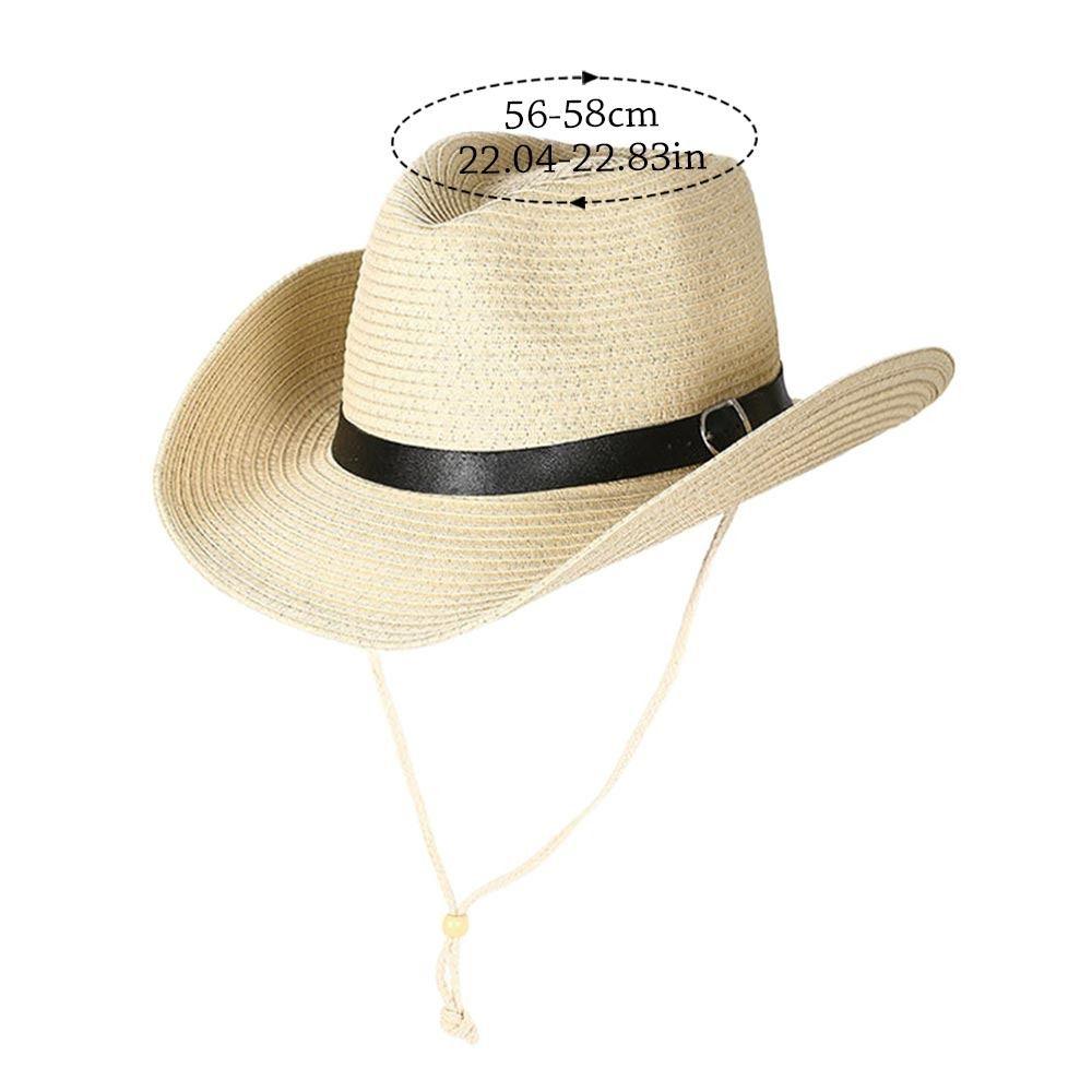 Wide Brim Western Cowboy Hat UV Protection Straw Cap Fashion Beach Cap Outdoor