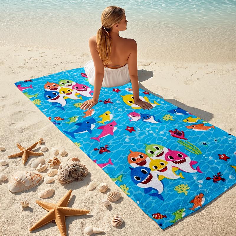 1Pc Baby Shark Family Adventure Beach Towel Microfiber Beach Towel Thin Absorbent For Beach Swimming Yoga Bath Sports 0917306