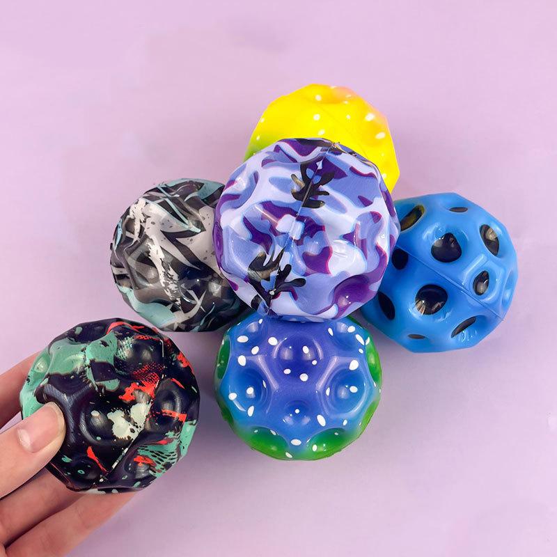 2pcs Outdoor Super Bounce Space Jump Ball Lunar Ball Hand Eye Coordination Stress Relief Hole Ball Sports Training Ball