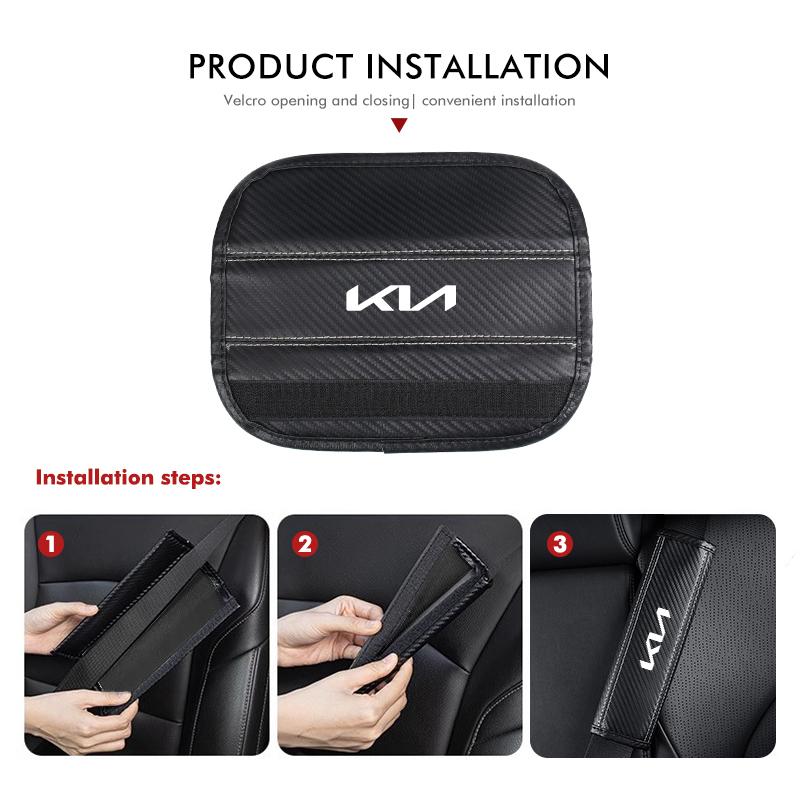 ADX3 Leather Car Seat Belt Shoulder Protector Seat Belt Cover For KIA Spectra Sedona Cadenza Proceed Sephia Stonic Carens