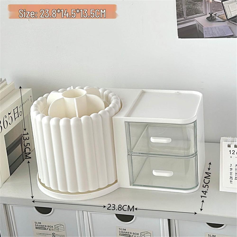Rotating Dust-Proof Cosmetic Organizer: Makeup Brush Holder, Lipstick & Eyeshadow Storage, Desk Pen Holder