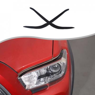 Piano Black Headlight Eyebrow Eyelid Strip Cover Trim For Toyota Tacoma 2016-22