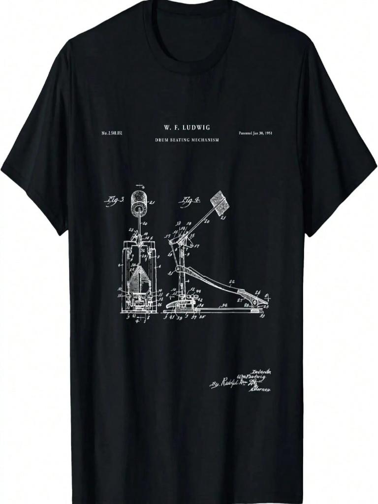 Drum Kick Pedal Patent - Music T-Shirt