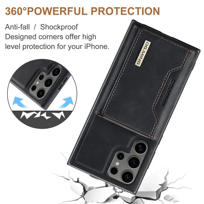Luksusowe Magnetyczne Odpinane Skórzane Etui Portfel na Samsung Galaxy S26 S25 S24 S23 Ultra S22 S21 Plus S20 FE A55 A35 z Uchwytem na Karty