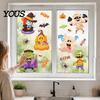 Festive Holiday Home Decor Halloween Static Window Clings, Cartoon Ghost Pumpkin Witch Monsters Decals, Waterproof Creative Gifts for Removable