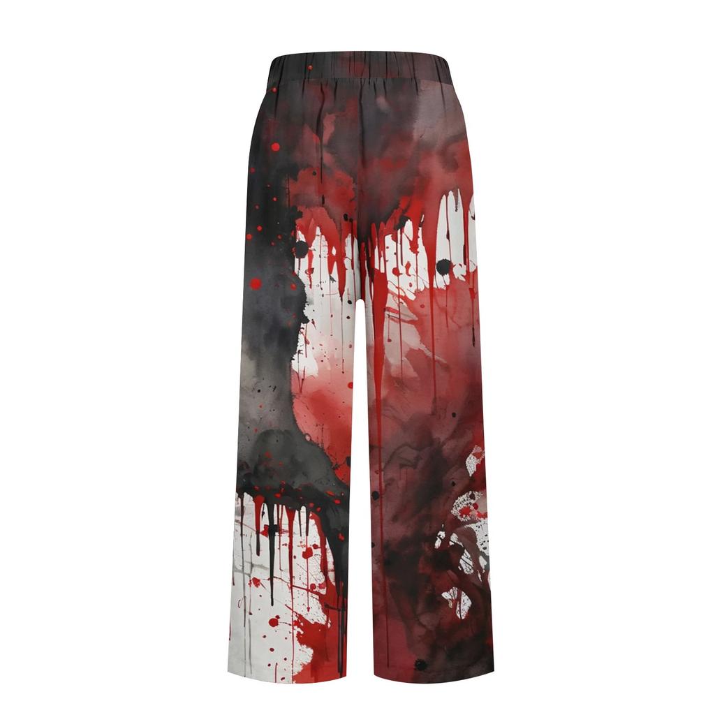 Women's Casual Fashion Halloween Printed Straight Leg Pants Pants With Pockets