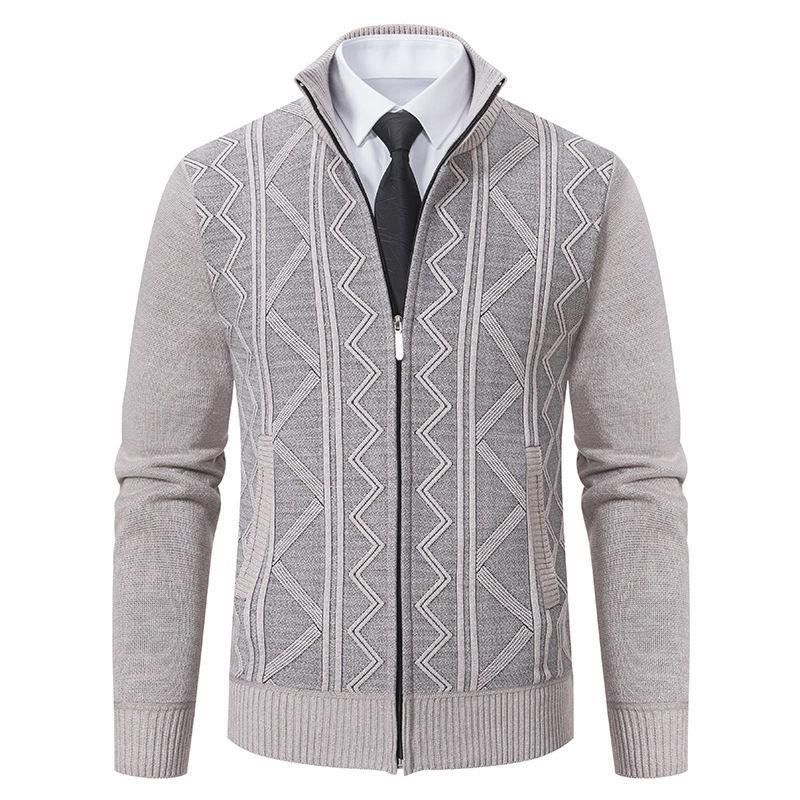 Winter Herren Strickjacke Pullover Jacke Stehkragen Gestrickt Dick Gestrickter Pullover