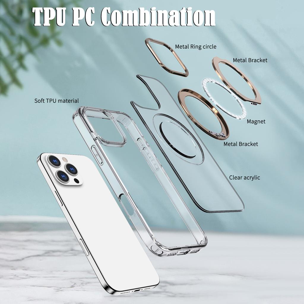 Für iPhone 16 Pro Max Hülle Kompatibel mit MagSafe TPU+Acryl Ständer Handyhülle