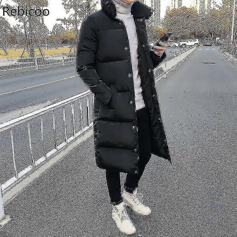 Pánská dlouhá péřová bunda Kabát Luxusní Zimní Jednobarevná Černá Parka Pánská Nadměrná Velikost 4xl Silná Teplá Štíhlý Střih Pánský Zimník - Ri