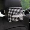 Car Seat Hanging Knitted Leather Tissue Box Multi-Functional Automobile Tissue Box Bird's Eye Pattern Vehicle Mounted Tissue Box