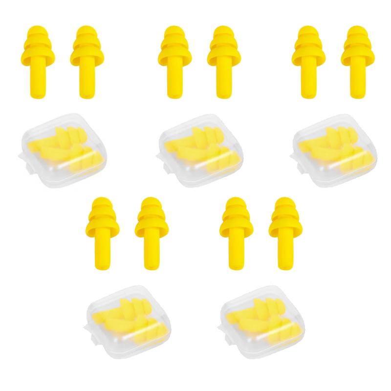 5Pairs Soft Ear Plug Waterproof Comfort Colorful Silicone Earplugs Ear Protection Sound Insulation Anti-Noise for Sleep Swimming