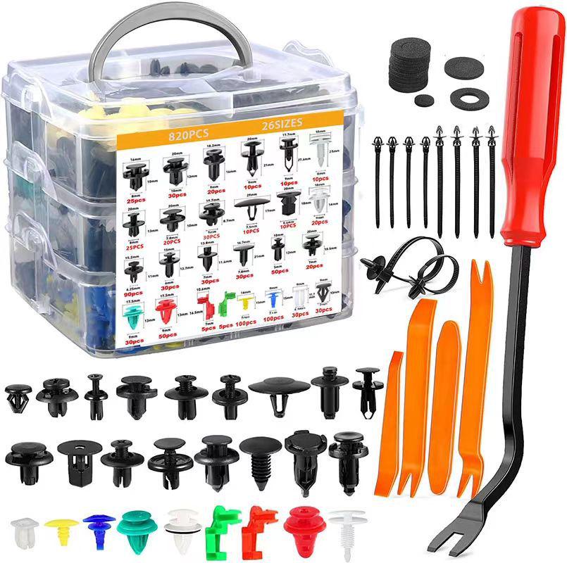 925-Piece Snap-in Car Fasteners Kit—Universal Bumper, Fender, Door Panel Clips, 26 Types