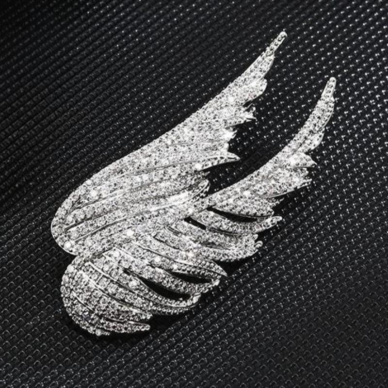 

Flying Wings Together, Elegant And Luxurious Brooch, Full Of Zircon Brooch, Copper-Plated Real Gold, Wholesale By The Manufacturer, One Piece Is Sent серебряный