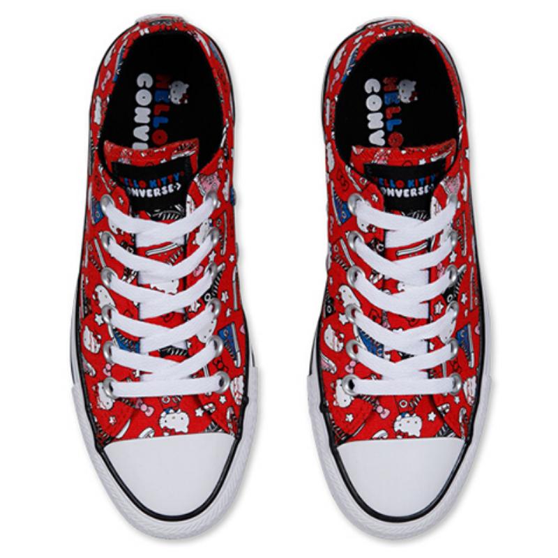 Hello Kitty X Converse Chuck Taylor All Star Canvas Non-slip and Abrasion Resistant Low-Top Board Shoes Unisex Red