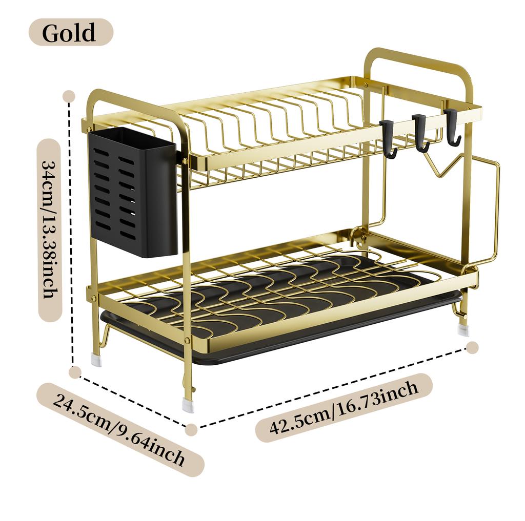 Door-Type Double-Layer Dish Rack (Flat Wire Style)