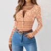 Women's Slim Bottom T-shirt Fashion Casual Gradient Printing Round Neck Pullover Long Sleeve Top