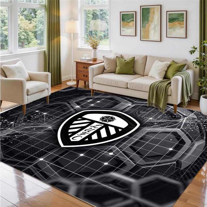 Leeds United Football Design Crystal Velvet Rug Soft Decorative Mat for Bedroom Entrance