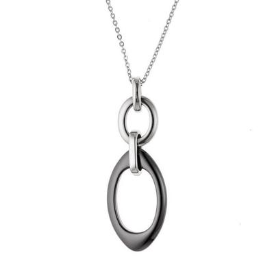 Halskette - Uma - 925 Sterling Silber Rhodium - Schwarz - Stahl - Chic Keramik