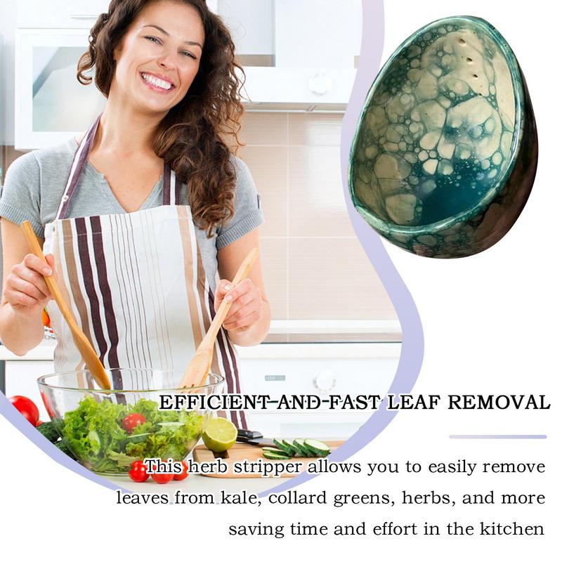 Handmade Pottery Herb Stripper Bowl 4 Holes Herb Stripper Cup Multipurpose Kitchen Gadget Different Round Hole Size for Rosemary