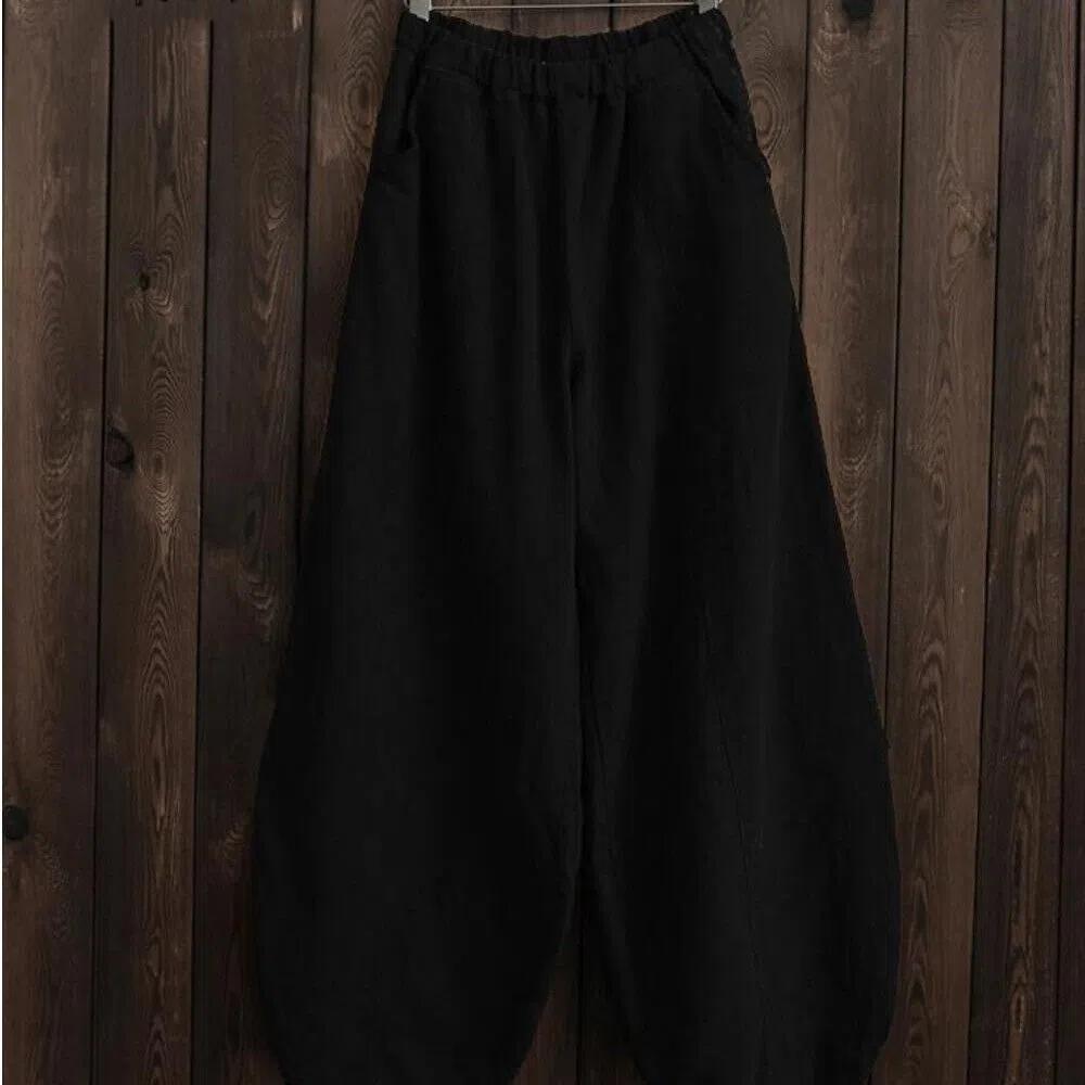 Wash Water Cotton Linen Casual Chinese Lantern Pants Loose Artistic Retro Lantern Pants Versatile Pants Pants