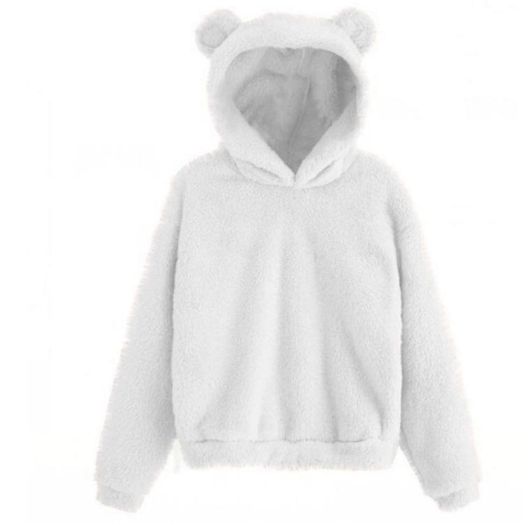 Cute Rabbit Ear Hood Winter Women Hoodies Warm Plush Sweatshirt Long Sleeve Casual Tops Autumn Winter