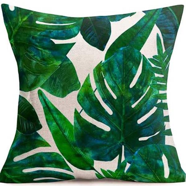 Popular Green Plant Linen Pillowcase Modern Simple Home Sofa Living Room Pillow Cushion