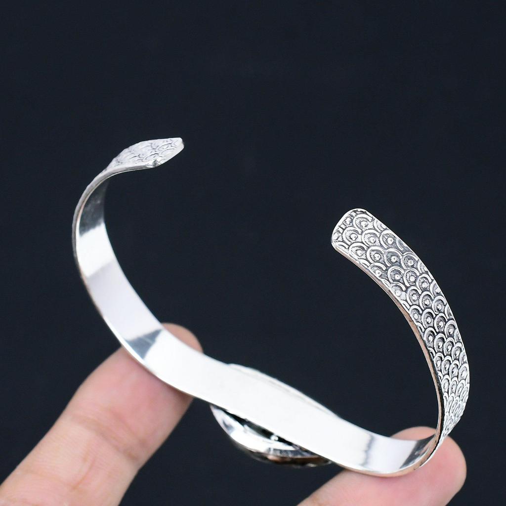 Daughters Day Sale 925 Silver Crescent Fossil Coral Gemstone New Bangle Bracelet