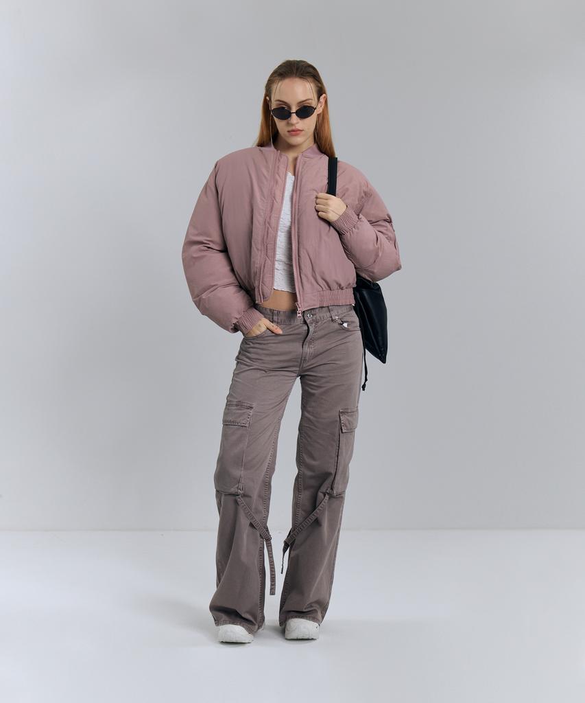 Ironyporno Whiteline 86-Iro300 Padded Ma-1 Oversized Short Padded Jacket Deep Pink