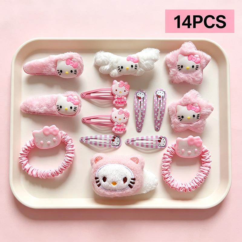 Pink 50-Piece Cute Hair Clip Set: Sweet Girly Japanese Cartoon Bangs Accessories
