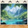 Scenic Mountain Lake Waterfall Tapestry Wall Hanging Boho Home Decor Living Room Bedroom Background Wall Art Blanket