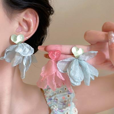Liebe Blume Netzohrringe Sommer Klein Frisch Süße Ohrringe Mode Mädchen Herz Vielseitige Ohrringe