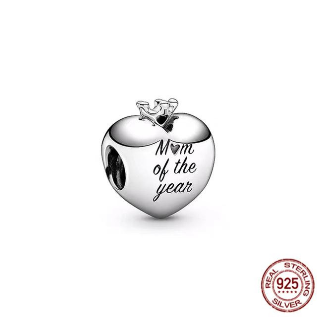 Auténtica Plata de Ley 925 Te Amo Mamá Corazón Abalorio Apto Pulsera Brazalete Dulce Moda Joyería Fina Regalo Para Mujeres