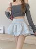 Women's Large Wood Ear Edge A-Line Skirt - Spring/Summer Ballet Style, High-Waist, Puffy, Anti-Exposure Short Skirt Pants.
