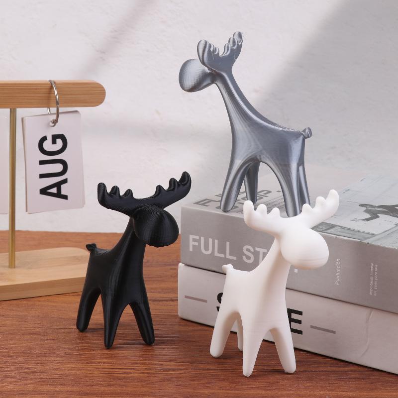 Modern Minimalist Deer Statue Elegant Stag With Large Antlers Cute Animal Decoration For Home Christmas Tree Shelf Birthday Gift
