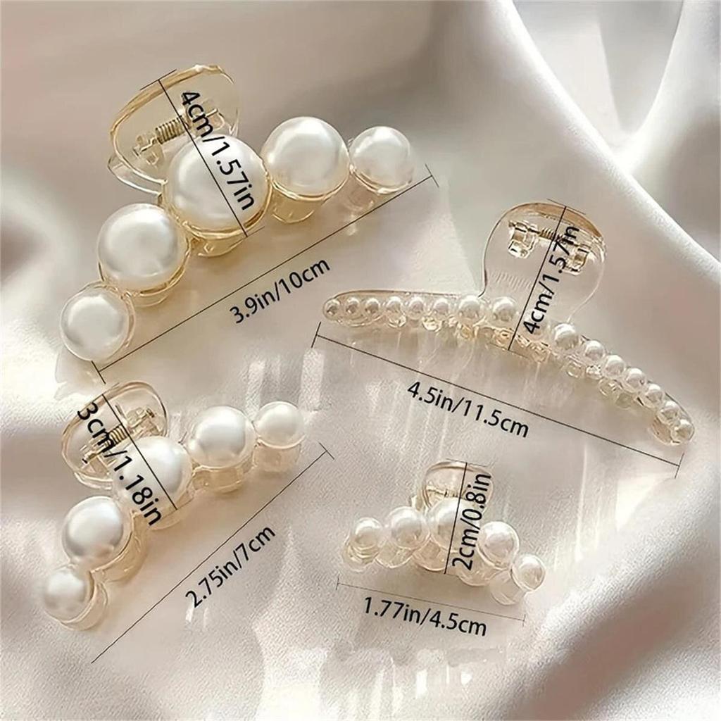 4 Stück Große Haarklammern Haaraccessoires Temperament Vielseitig Einfach und Großzügig Modisch Sanft Perle Greifklammer