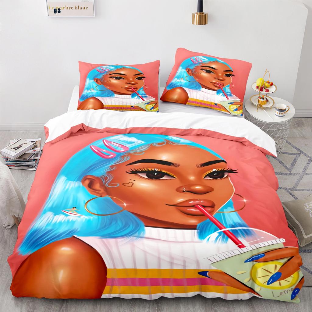 American Black Girl Duvet Cover Black Girl Magic Pillowcase Bedding Set Boys Girls Bedroom Decoration Gift Single Double Size