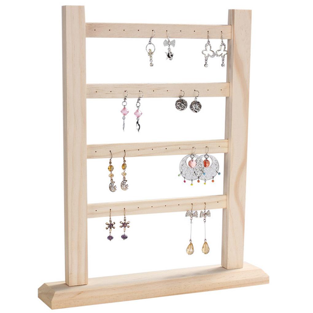 Organizzatore in Legno a 4 Strati Espositore per Oggetti di Scena Fotografica Gioielli Orecchini Ciondoli Collane Supporto Espositore Stoccaggio Showroom