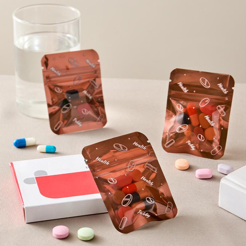 Travel Medicine Storage Solution with Reusable Light-proof Zipper Lock Pill Pouch Set