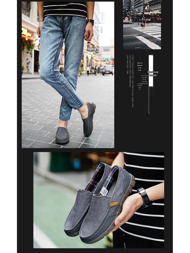 Summer Men's Korean Style Canvas Loafers: Trendy, Washable, Versatile Casual Shoes in Plus Sizes 47-48.