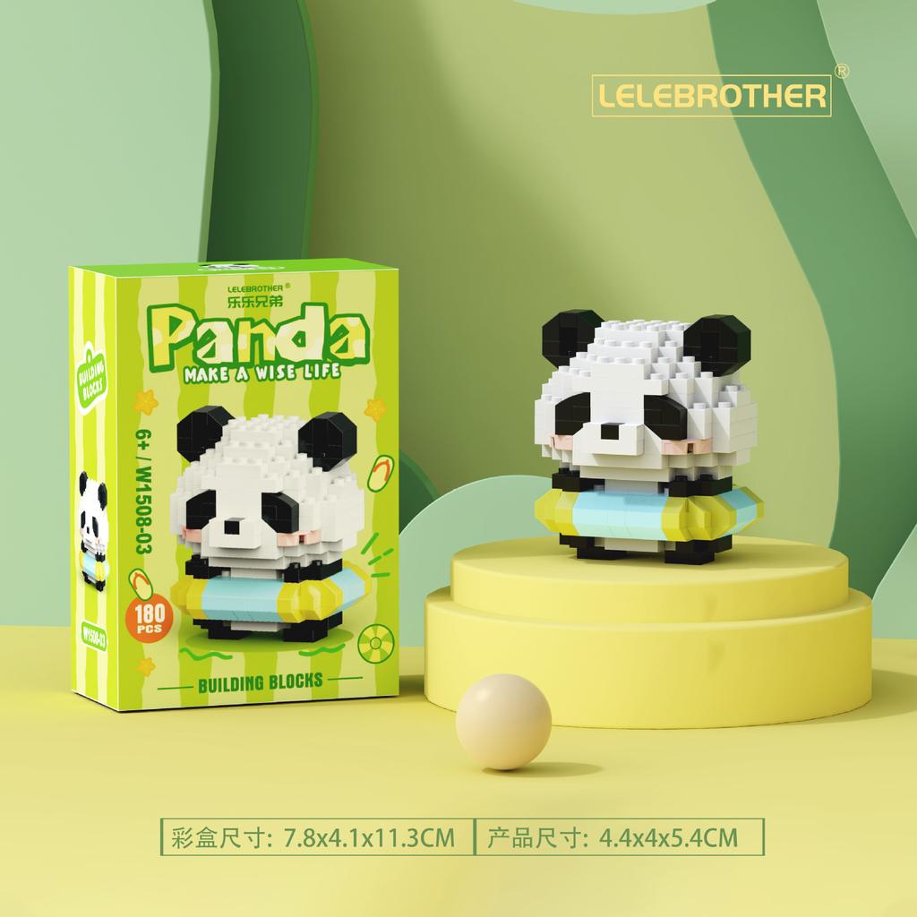 New cartoon building blocks cute pandas flowers, menglan dolls puzzle building blocks Table ornaments boys girls birthday gifts