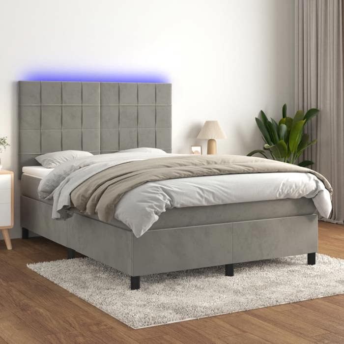 Maison Exclusive - Sommier à lattes de lit matelas et LED Gris clair 140x200 cm