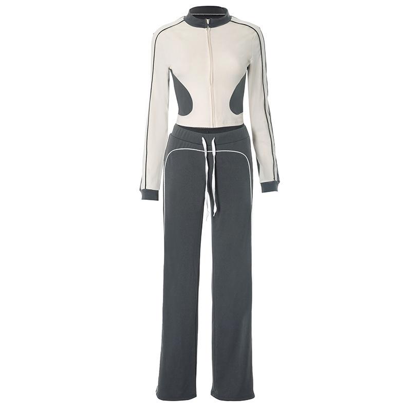 European Style Slimming Sportswear Set: Stand Collar Slim Fit Top & Shorts 2025