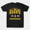 Men Black Print T-shirt 1984 All Valley Karate Championships No-Cut Transfer Paper Print Cotton Tshirt