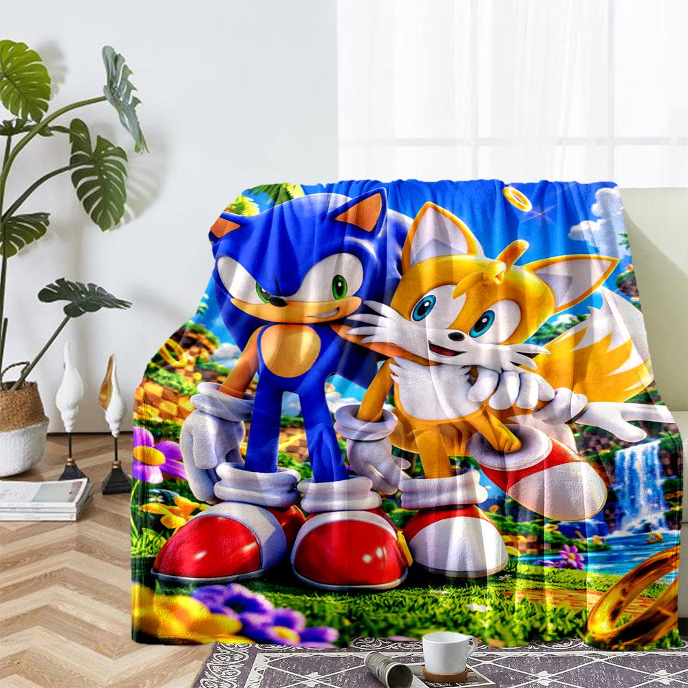 Sonic Theme Printed Blanket - Perfect for Couch, Bed, Travel & Outdoor Use | Machine Washable, Cozy & Durable.