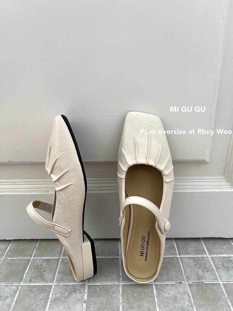 Fashion Summer Flat Sandals Woman 2025 New Square Toe Buckle Strap Breathable Satin Leisure Slingbacks Chic Mules Shoes for Ladies