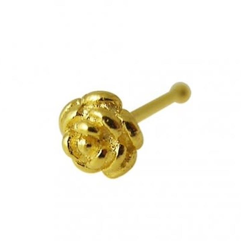 KODY PIERCING 14k Solid Gold Nose Piercing With Rose Design - Quality Piercing